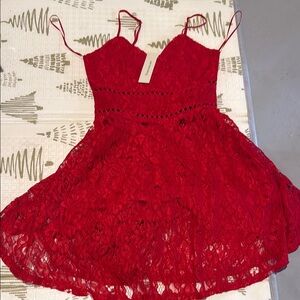 Francesca's Collections Red Fit and Flare Dress for Prom